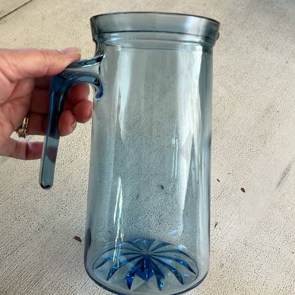 Vintage Blue Glass Pitcher - Picture 3 of 6